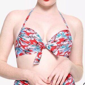 Hot Topic X Disney Red Mulan Retro Halter Bikini Top Only Women’s Plus Size 2X